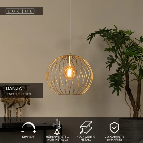 Lucide DANZA - Pendelleuchten - Ø 40 cm - 1xE27 - Mattes Gold / Messing - USP